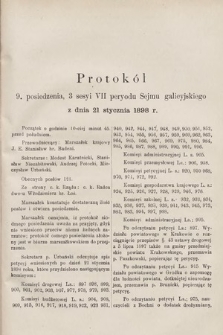 [Kadencja VII, sesja III, pos. 9] Protokół 9. Posiedzenia 3. Sesyi, VII. Peryodu Sejmu Galicyjskiego