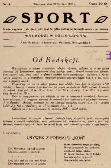 Sport : wychodzi w dzień gonitw. 1926, nr 1