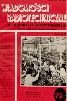Wiadomości Radiotechniczne : miesięcznik przemysłowo-handlowy. 1938, nr 1