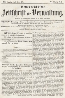 Oesterreichische Zeitschrift für Verwaltung. Jg. 7, 1874, nr 2
