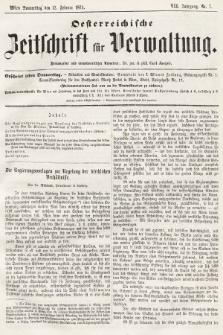 Oesterreichische Zeitschrift für Verwaltung. Jg. 7, 1874, nr 7