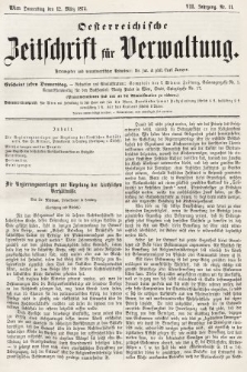 Oesterreichische Zeitschrift für Verwaltung. Jg. 7, 1874, nr 11