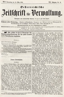 Oesterreichische Zeitschrift für Verwaltung. Jg. 7, 1874, nr 13