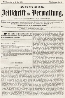 Oesterreichische Zeitschrift für Verwaltung. Jg. 7, 1874, nr 14