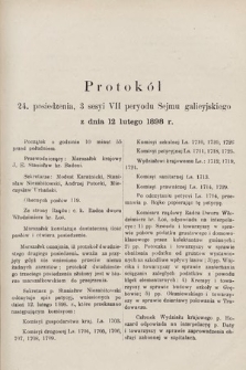 [Kadencja VII, sesja III, pos. 24] Protokół 24. Posiedzenia 3. Sesyi, VII. Peryodu Sejmu Galicyjskiego