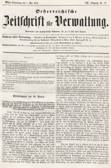 Oesterreichische Zeitschrift für Verwaltung. Jg. 7, 1874, nr 19