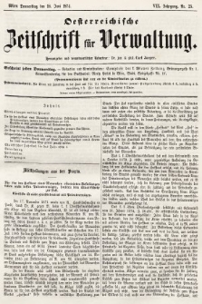 Oesterreichische Zeitschrift für Verwaltung. Jg. 7, 1874, nr 25