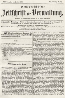 Oesterreichische Zeitschrift für Verwaltung. Jg. 7, 1874, nr 26