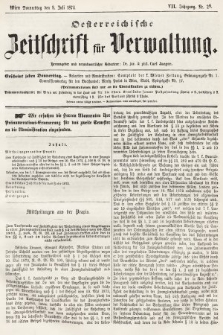 Oesterreichische Zeitschrift für Verwaltung. Jg. 7, 1874, nr 28