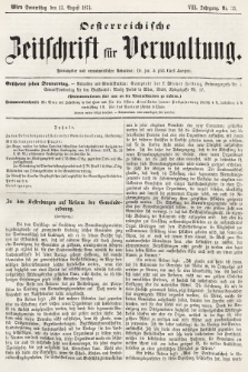 Oesterreichische Zeitschrift für Verwaltung. Jg. 7, 1874, nr 33