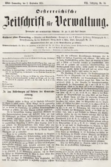 Oesterreichische Zeitschrift für Verwaltung. Jg. 7, 1874, nr 36