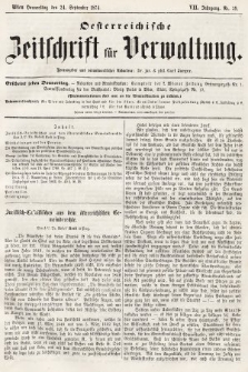 Oesterreichische Zeitschrift für Verwaltung. Jg. 7, 1874, nr 39