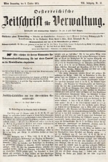Oesterreichische Zeitschrift für Verwaltung. Jg. 7, 1874, nr 41
