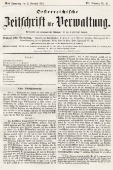 Oesterreichische Zeitschrift für Verwaltung. Jg. 7, 1874, nr 46