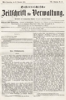 Oesterreichische Zeitschrift für Verwaltung. Jg. 7, 1874, nr 47