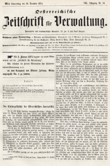 Oesterreichische Zeitschrift für Verwaltung. Jg. 7, 1874, nr 50