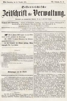 Oesterreichische Zeitschrift für Verwaltung. Jg. 7, 1874, nr 52