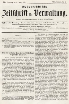 Oesterreichische Zeitschrift für Verwaltung. Jg. 8, 1875, nr 3