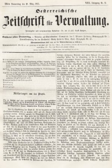 Oesterreichische Zeitschrift für Verwaltung. Jg. 8, 1875, nr 11