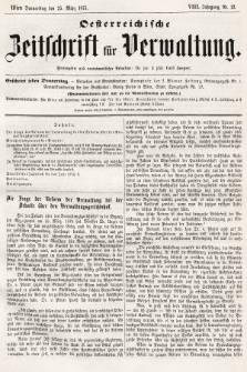 Oesterreichische Zeitschrift für Verwaltung. Jg. 8, 1875, nr 12