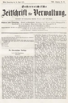 Oesterreichische Zeitschrift für Verwaltung. Jg. 8, 1875, nr 16