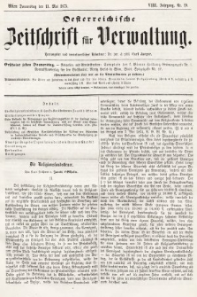 Oesterreichische Zeitschrift für Verwaltung. Jg. 8, 1875, nr 19