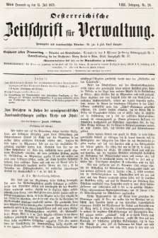 Oesterreichische Zeitschrift für Verwaltung. Jg. 8, 1875, nr 28