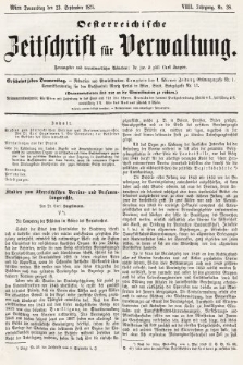 Oesterreichische Zeitschrift für Verwaltung. Jg. 8, 1875, nr 38