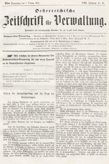 Oesterreichische Zeitschrift für Verwaltung. Jg. 8, 1875, nr 40