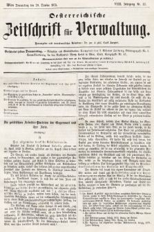 Oesterreichische Zeitschrift für Verwaltung. Jg. 8, 1875, nr 43