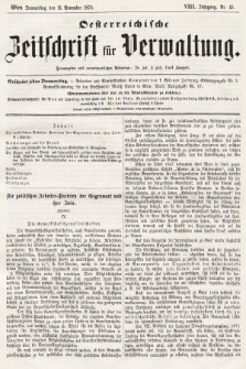 Oesterreichische Zeitschrift für Verwaltung. Jg. 8, 1875, nr 45