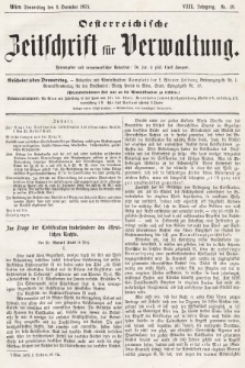 Oesterreichische Zeitschrift für Verwaltung. Jg. 8, 1875, nr 49