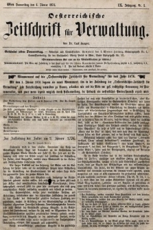 Oesterreichische Zeitschrift für Verwaltung. Jg. 9, 1876, nr 1