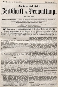 Oesterreichische Zeitschrift für Verwaltung. Jg. 9, 1876, nr 2