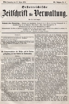 Oesterreichische Zeitschrift für Verwaltung. Jg. 9, 1876, nr 4
