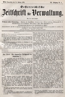 Oesterreichische Zeitschrift für Verwaltung. Jg. 9, 1876, nr 8