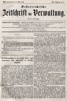 Oesterreichische Zeitschrift für Verwaltung. Jg. 9, 1876, nr 9