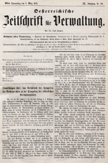 Oesterreichische Zeitschrift für Verwaltung. Jg. 9, 1876, nr 10
