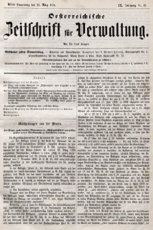 Oesterreichische Zeitschrift für Verwaltung. Jg. 9, 1876, nr 11