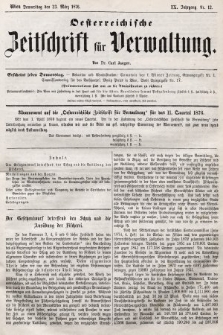 Oesterreichische Zeitschrift für Verwaltung. Jg. 9, 1876, nr 12