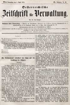 Oesterreichische Zeitschrift für Verwaltung. Jg. 9, 1876, nr 14