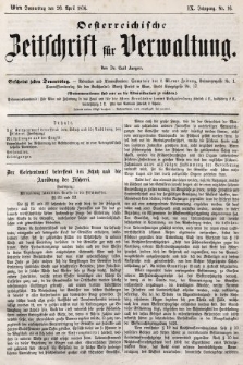 Oesterreichische Zeitschrift für Verwaltung. Jg. 9, 1876, nr 16