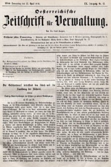 Oesterreichische Zeitschrift für Verwaltung. Jg. 9, 1876, nr 17