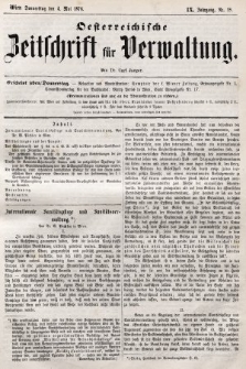 Oesterreichische Zeitschrift für Verwaltung. Jg. 9, 1876, nr 18