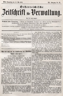 Oesterreichische Zeitschrift für Verwaltung. Jg. 9, 1876, nr 20