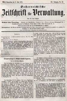 Oesterreichische Zeitschrift für Verwaltung. Jg. 9, 1876, nr 23