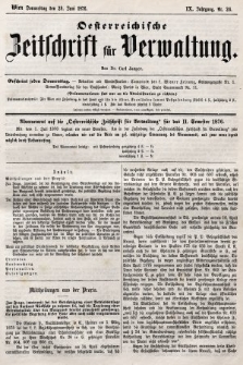 Oesterreichische Zeitschrift für Verwaltung. Jg. 9, 1876, nr 26