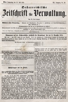 Oesterreichische Zeitschrift für Verwaltung. Jg. 9, 1876, nr 28