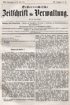 Oesterreichische Zeitschrift für Verwaltung. Jg. 9, 1876, nr 29