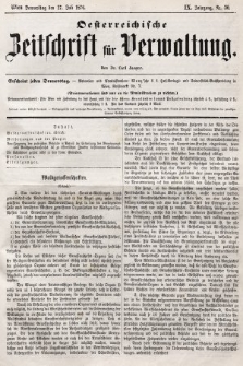 Oesterreichische Zeitschrift für Verwaltung. Jg. 9, 1876, nr 30
